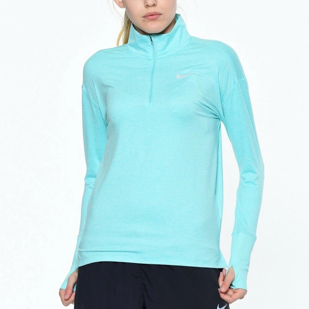 Nike Women's Turquoise Sky Blue Long Sleeve 1/4 zip Element pullover running XL